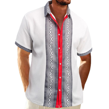 Männer Kurzarm Hemd Ethno Muster Trendy
