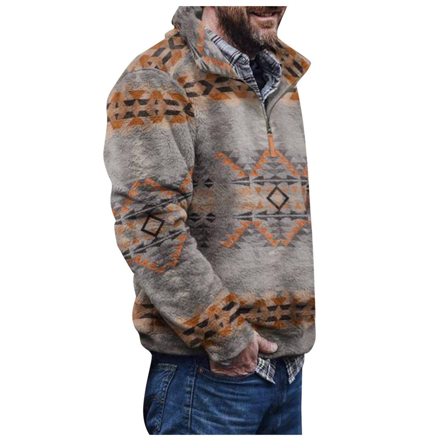 Herren Pulloverjacke Geometrisch Modern mit Brusttasche - BerlinGlamour