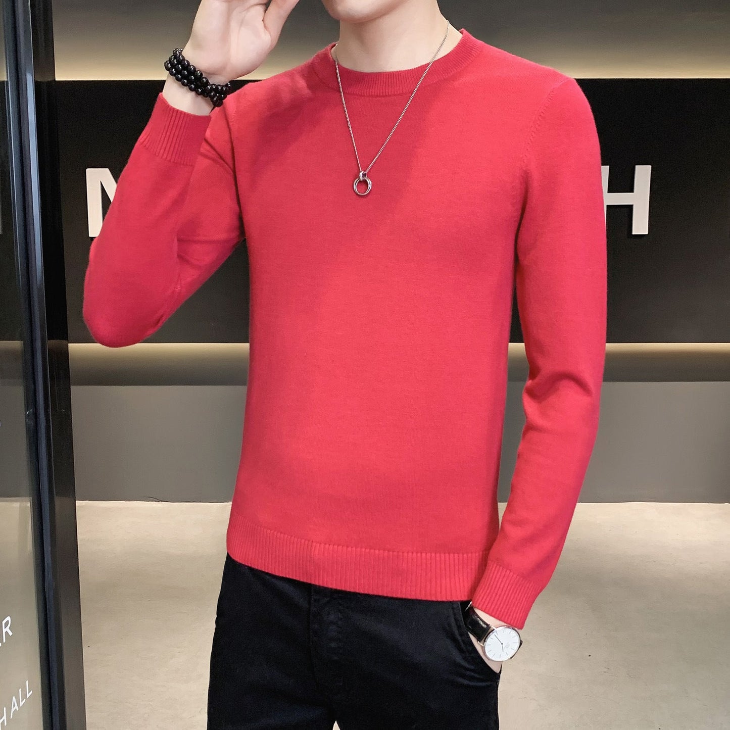 Herren Strickpullover Hochwertig Modern Schwarz
