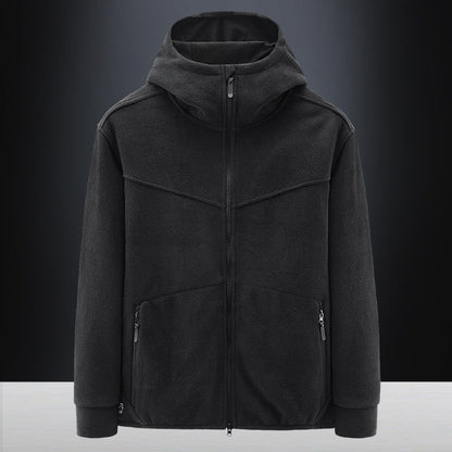 Herren Fleecejacke Warm mit Taschen und Verstellbare Kapuze