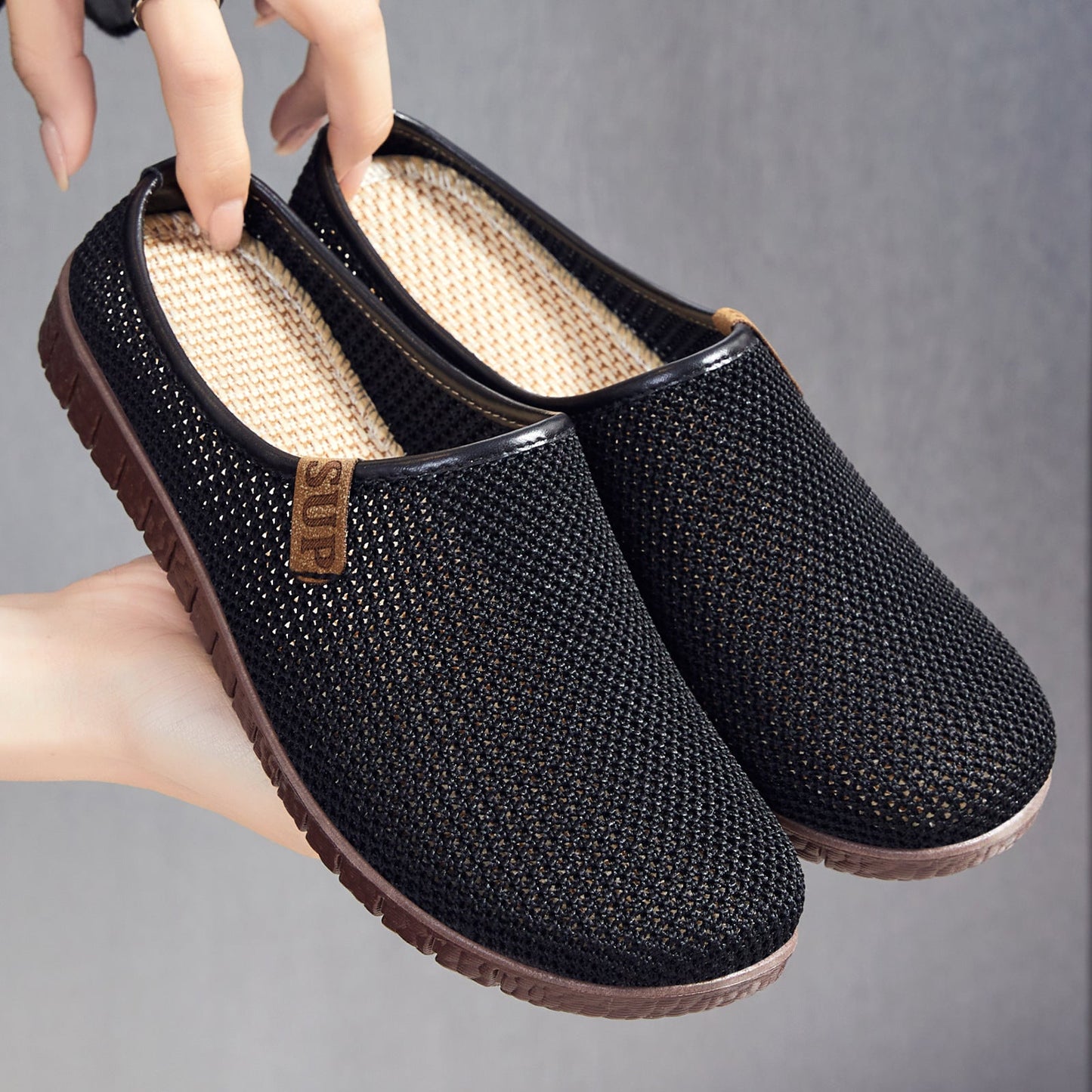 Damen Slipper Atmungsaktiv Mesh Rutschfest Bequem