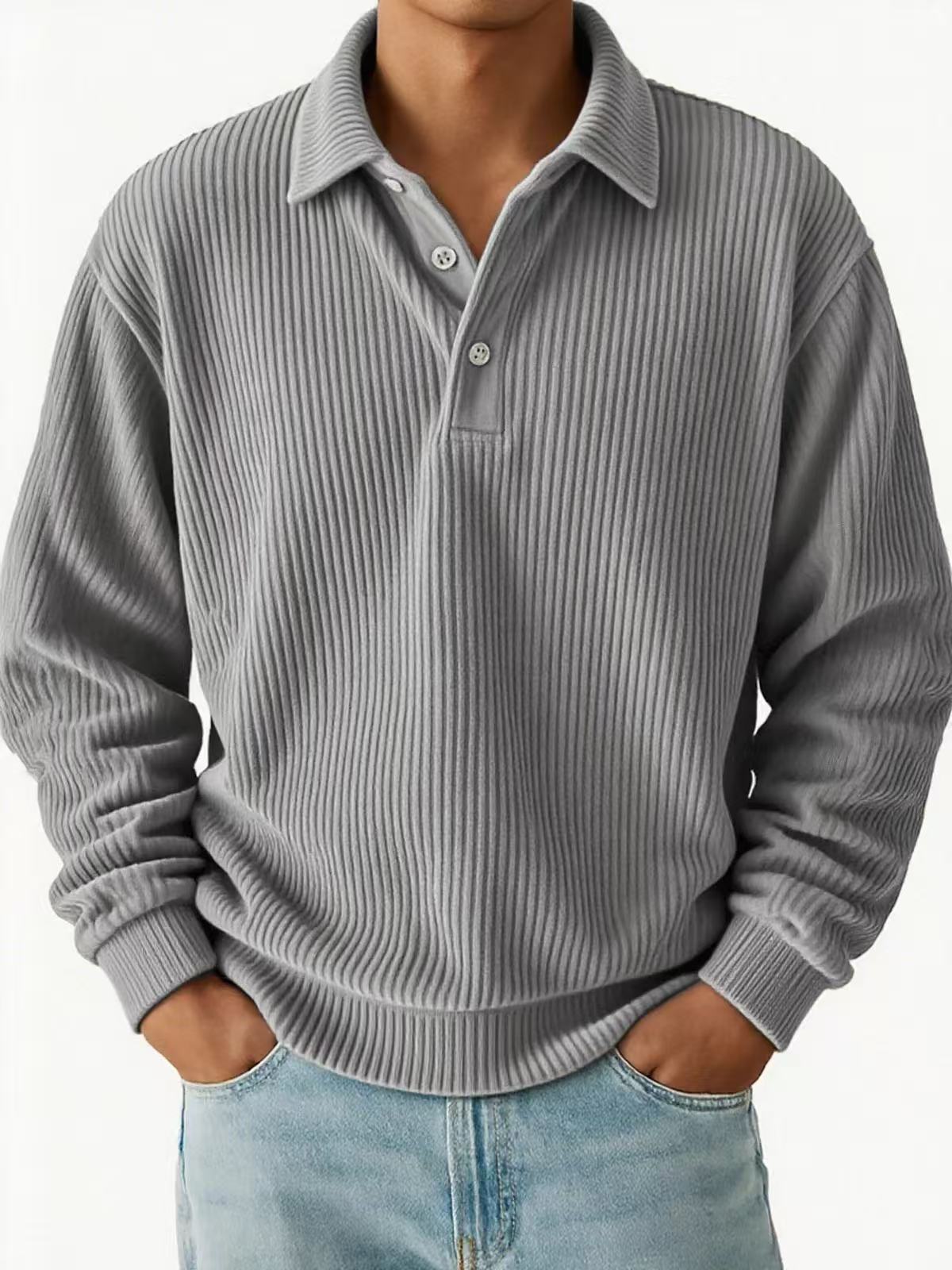 Herren Poloshirt Klassisch Rippstruktur Slim Fit