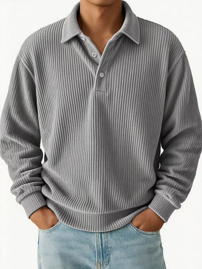 Herren Poloshirt Klassisch Rippstruktur Slim Fit