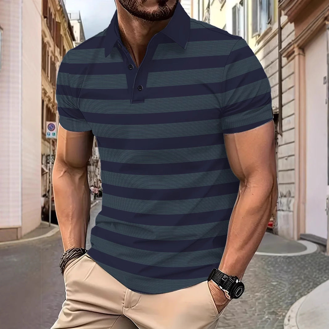 Herren Poloshirt Kurzarm Streifen atmungsaktiv Modern