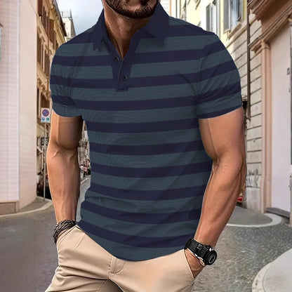 Herren Poloshirt Kurzarm Streifen atmungsaktiv Modern