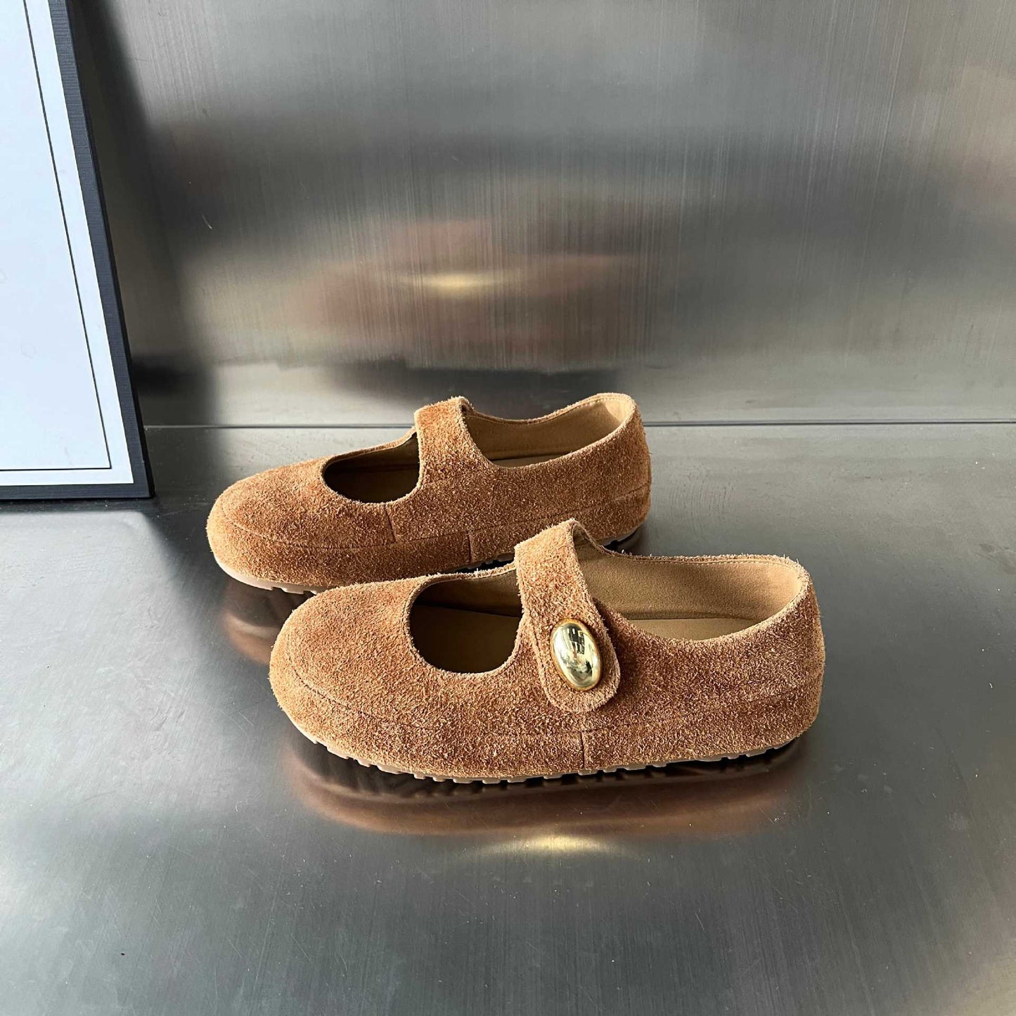 Damen Mokassins Weich Wildleder Schuhe Mit Riemen