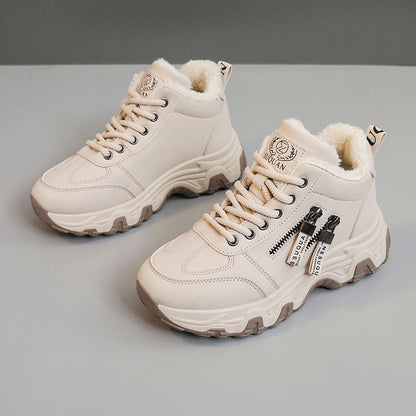 Damen Sneaker High-Top Warmfutter Reißverschluss Schick