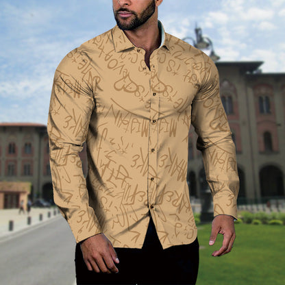 Herren Langarmhemd Boucle Muster Modern Stilvoll