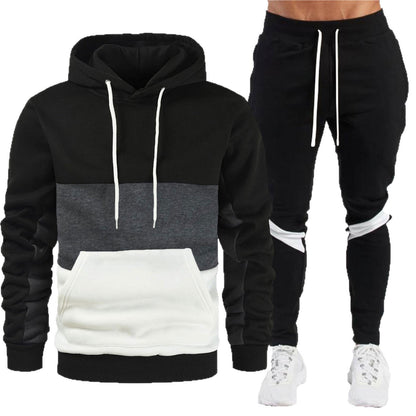 Sportliche Herren Jogginghose Hoodie Set Baumwolle Grau