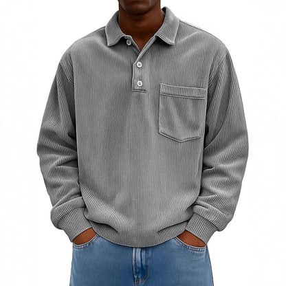Herren Poloshirt Lässig Ripp Design Mit Brusttasche