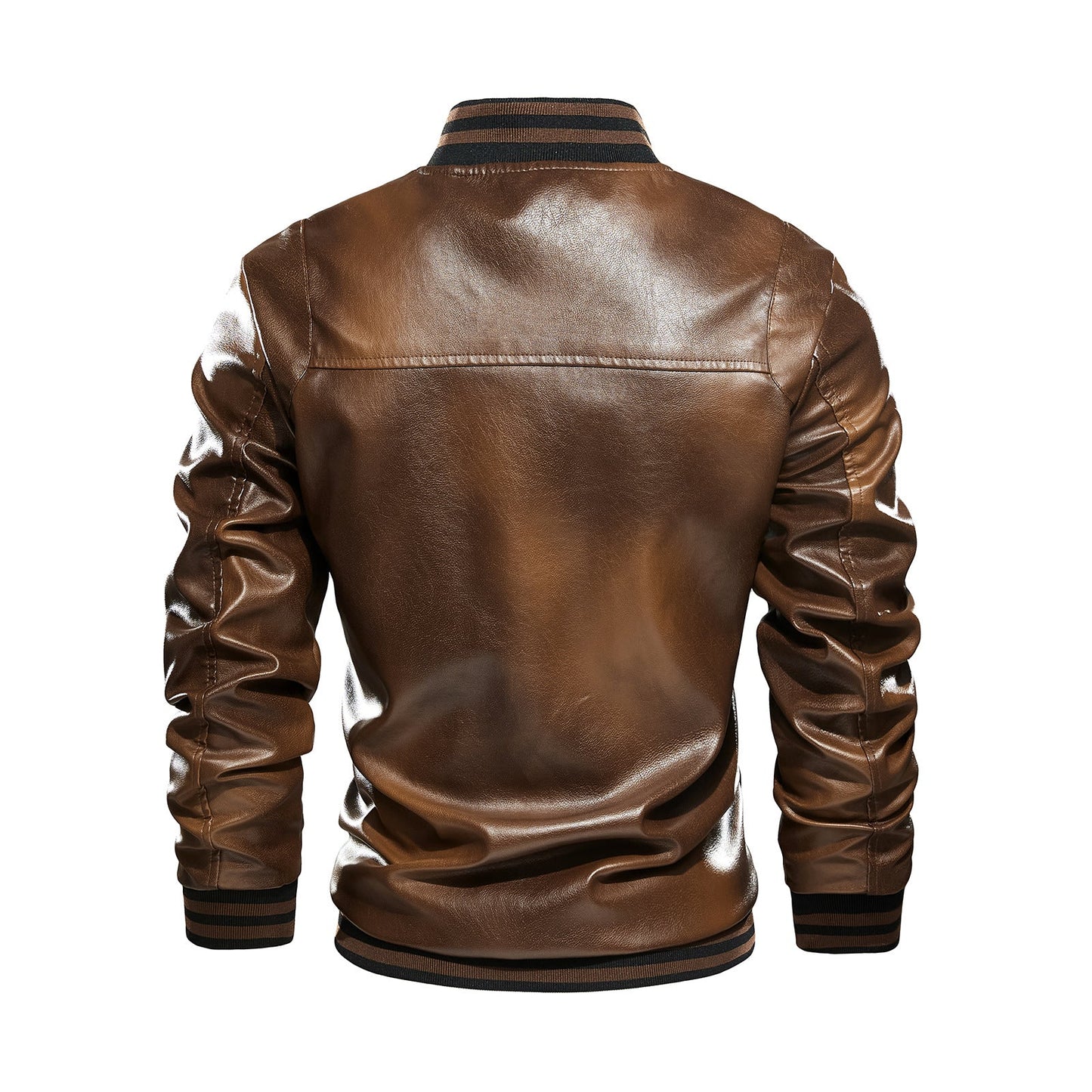 Lederjacke Herren Klassisch Elastisch Rippbündchen