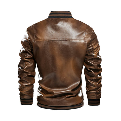 Lederjacke Herren Klassisch Elastisch Rippbündchen