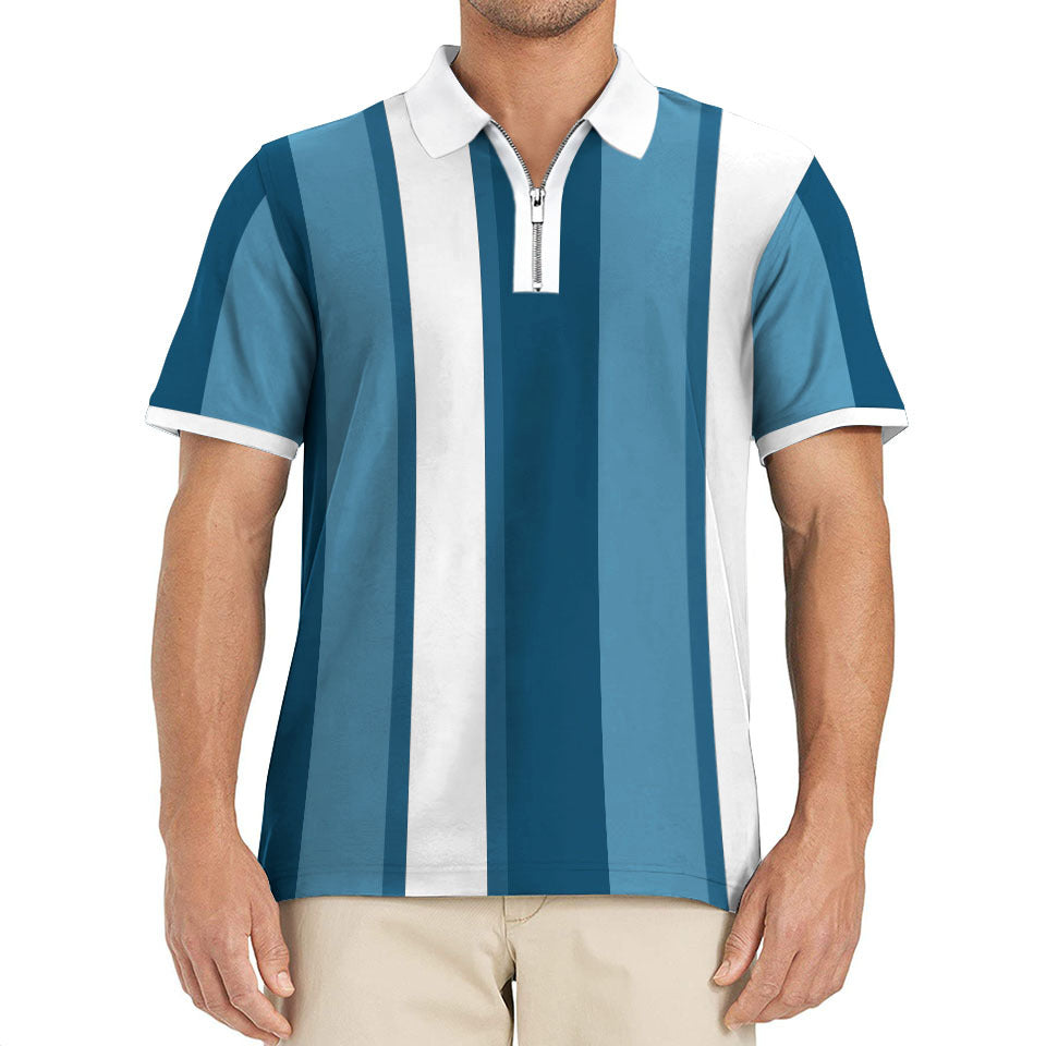 Herren Poloshirt Modern mit Reißverschluss und Streifen