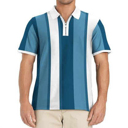 Herren Poloshirt Modern mit Reißverschluss und Streifen