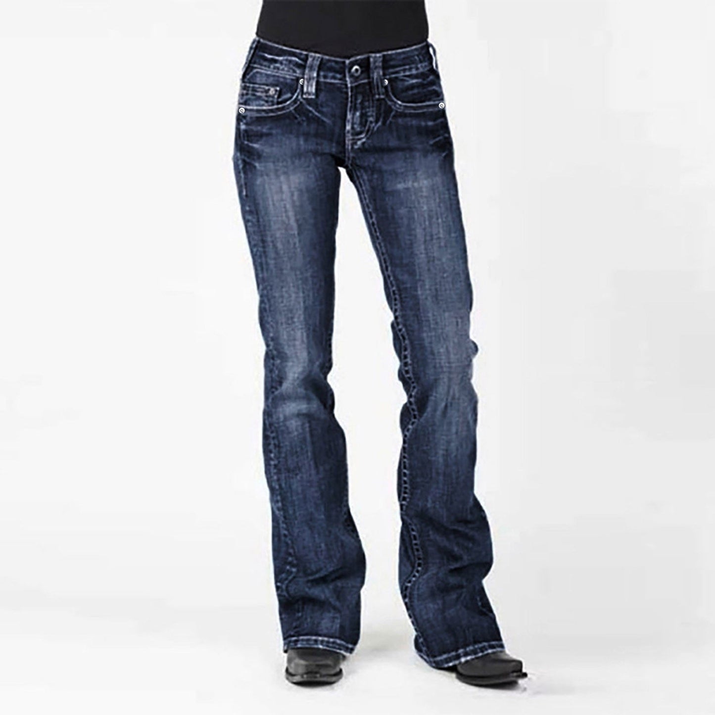 Damen Jeans Bootcut High Waist Elegant Slim Fit