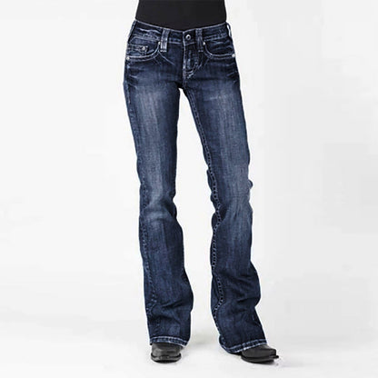 Damen Jeans Bootcut High Waist Elegant Slim Fit