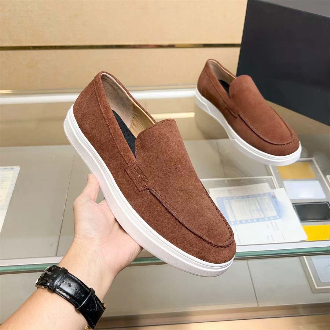 Damen Sneaker Mokassin Weichleder Elastisch Bequem