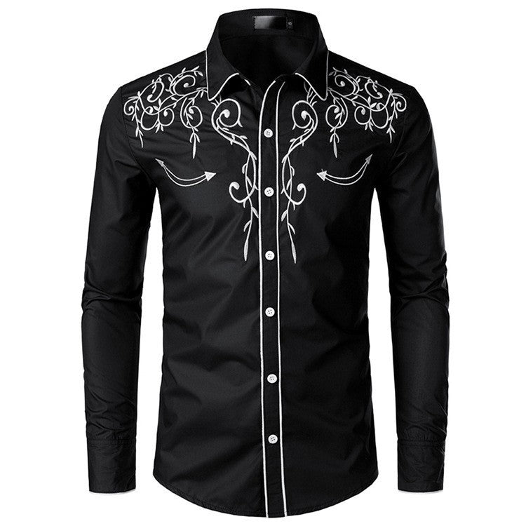 Herren Langarmhemd Modern Elegant Stickerei Slimfit - BerlinGlamour