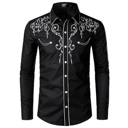 Herren Langarmhemd Modern Elegant Stickerei Slimfit - BerlinGlamour