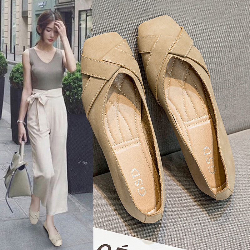 Damen Ballerinas Komfortabel Kreuzriemen Schuhe Modern
