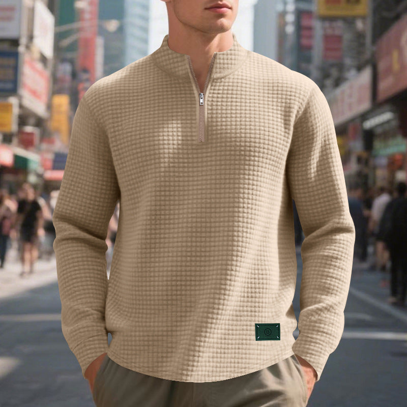 Herren Pullover Strukturiert Kragen Hochschließend Modern