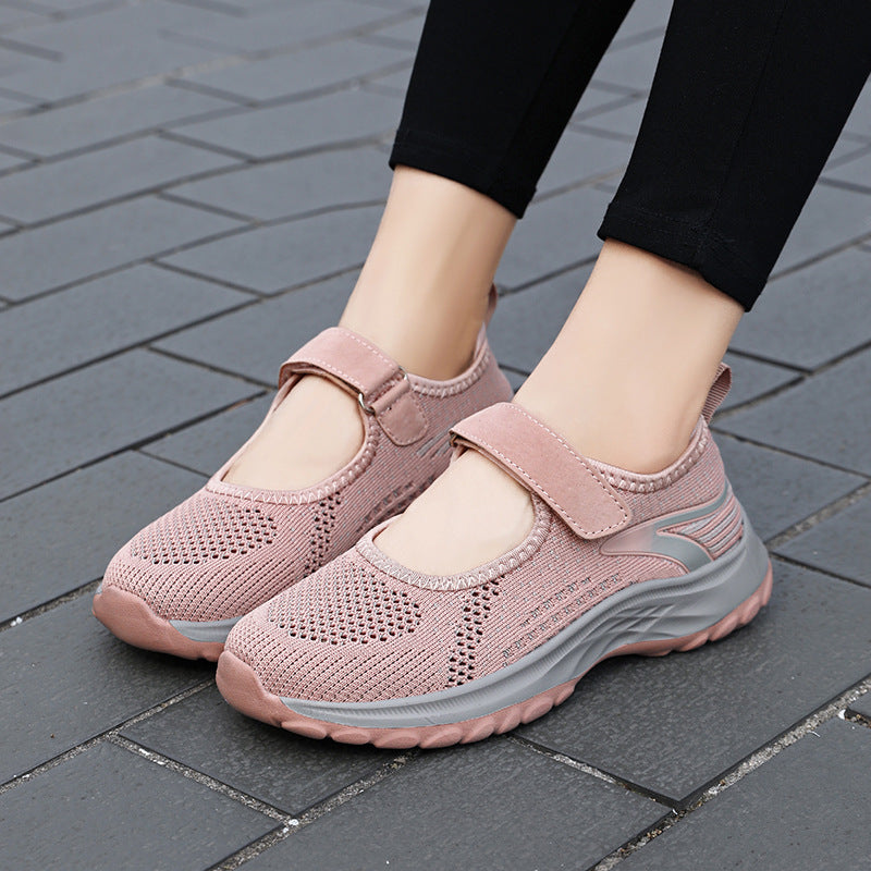 Damen Sneaker Komfortable Slip-On Schuhe Bequem Klettverschluss