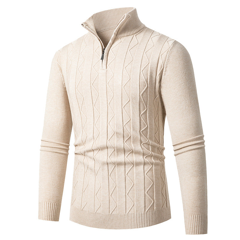 Herren Strickpullover Modern Leicht Zopfmuster Stehkragen