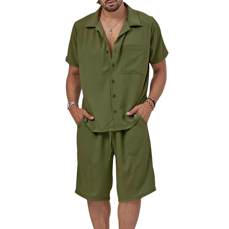Herren Freizeit Set Kurzarmhemd Shorts Sommer