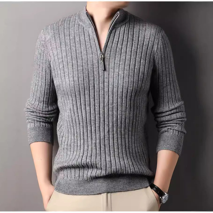 Herren Pullover Modern Stehkragen Rippmuster Trendy - BerlinGlamour