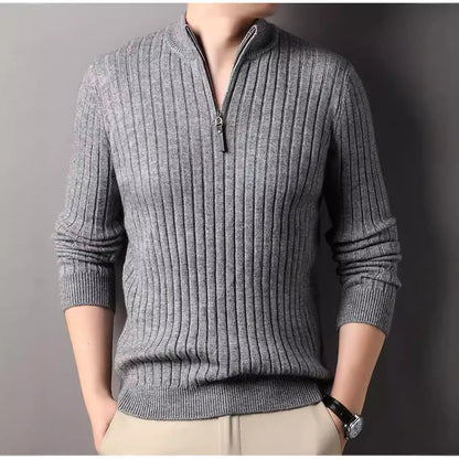 Herren Pullover Modern Stehkragen Rippmuster Trendy - BerlinGlamour