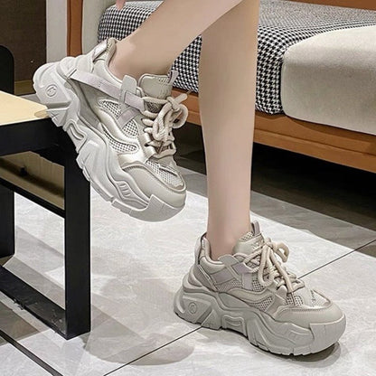 Damen Sneaker Chunky Mesh Atmungsaktiv Stabile Sohle