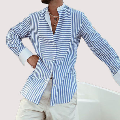 Herren Langarmhemd Streifen Elegant Modern