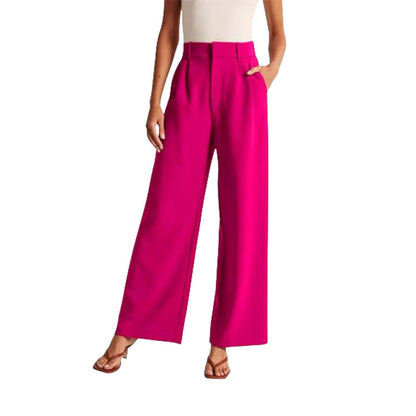 Damen Anzughose Weite Faltenhose Elegant