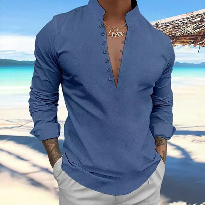 Herren Langarmhemd Elegant Modern mit Knöpfen Berlin Style