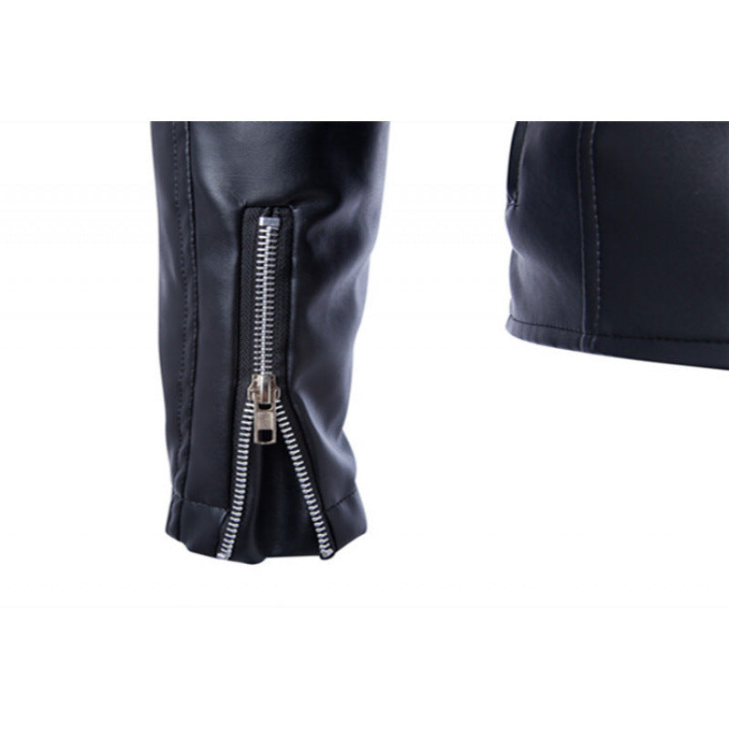 Lederjacke Herren Bikerstyle Asymmetrisch Mit Taschen