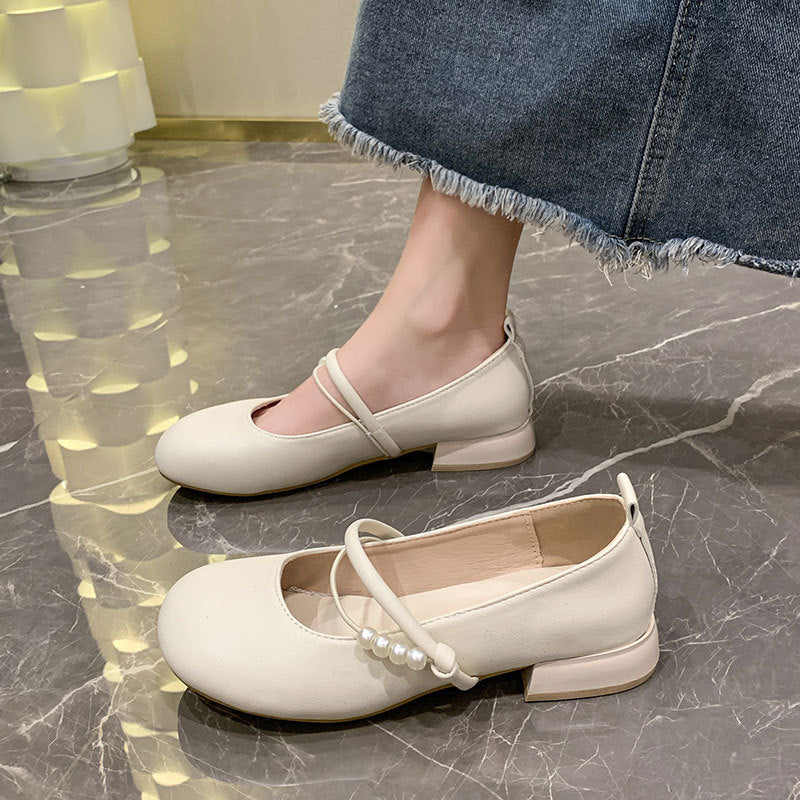 Damen Ballerinas Elegante Perlenschmuck Schuhe