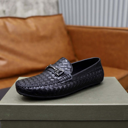 Damen Mokassins Leder Geflochtene Slipper Sommermode
