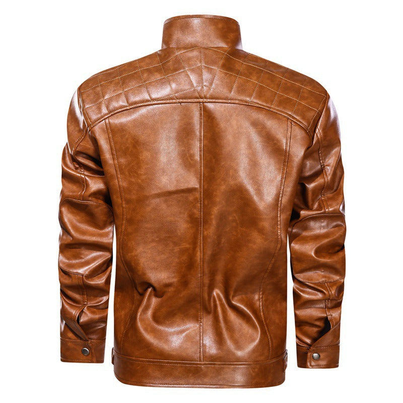 Herren Lederjacke Elegant Asymmetrisch Mit Taschen Schwarz
