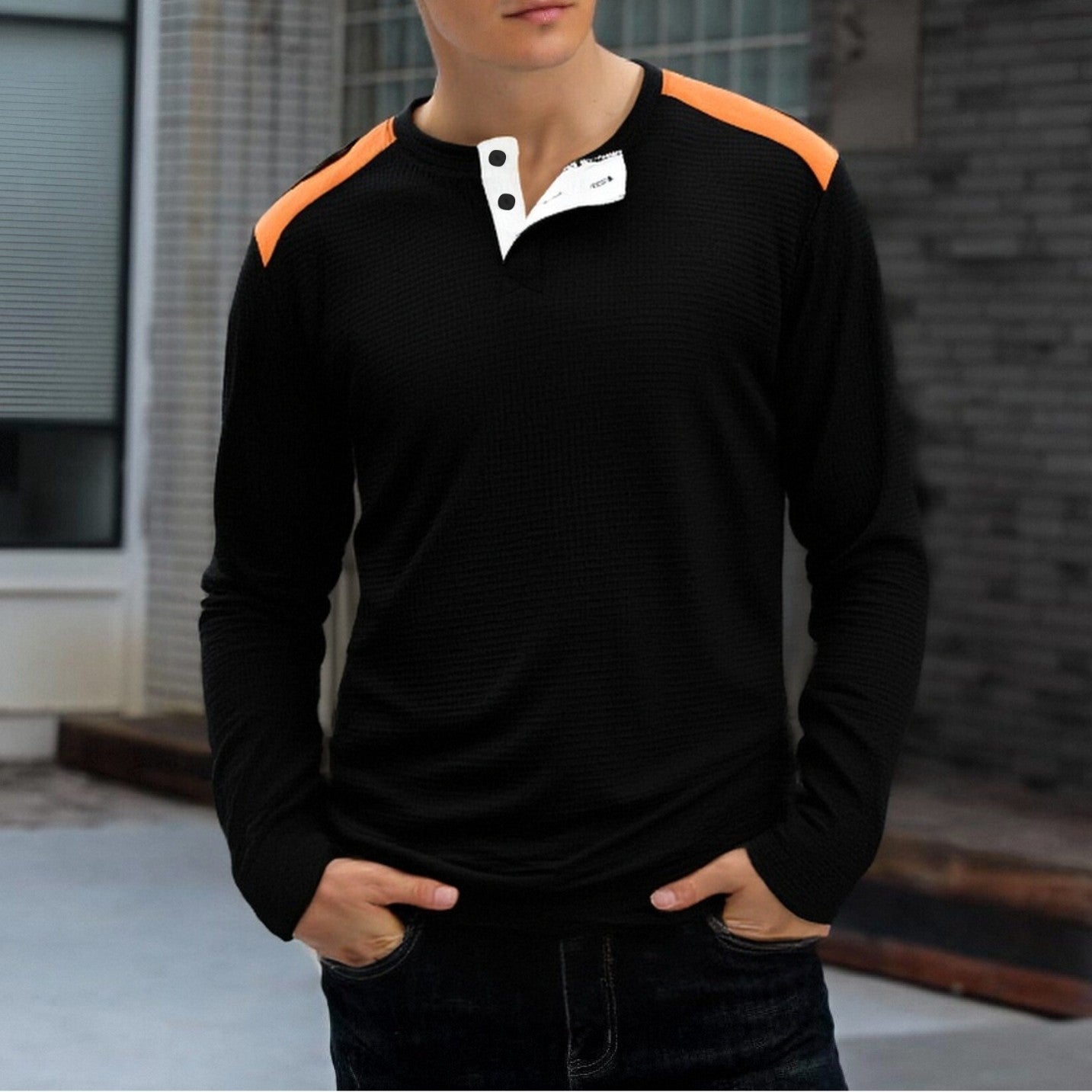Männer Langarmshirt Strukturdesign Modern Berlin Style