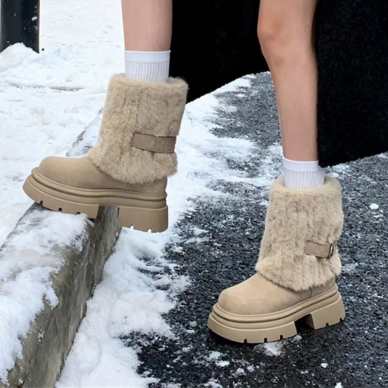Damen Winterstiefel Warm Kuschelig Fellrobust - BerlinGlamour