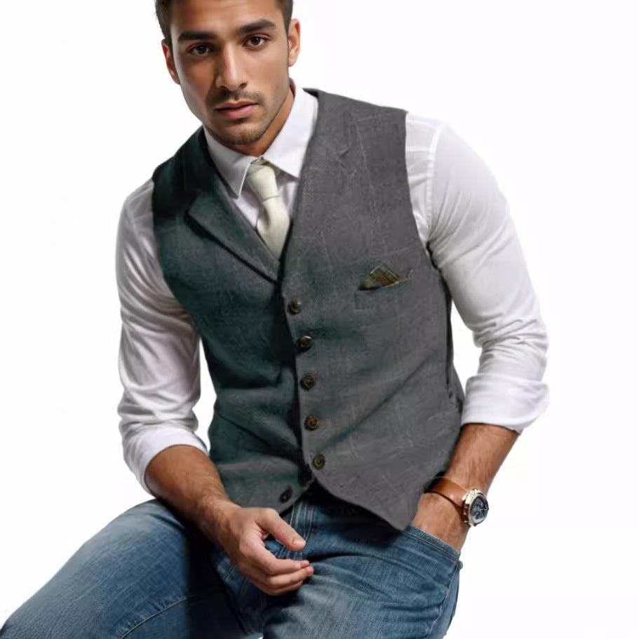 Herren Leinenweste Elegant Sommer