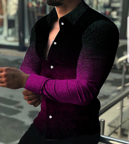 Herren Langarmhemd Farbverlauf Modern Edel Look