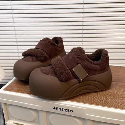 Damen Clogs Flauschig Verstellbar Klettverschluss Bequem
