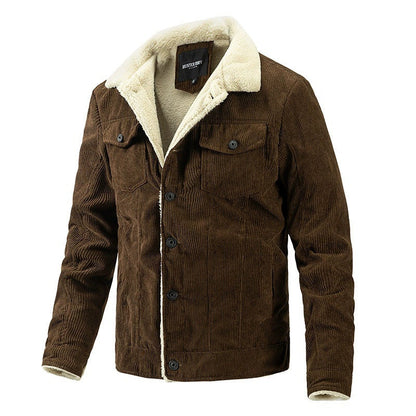 Herren Cordjacke Teddyfell Warm Winterjacke