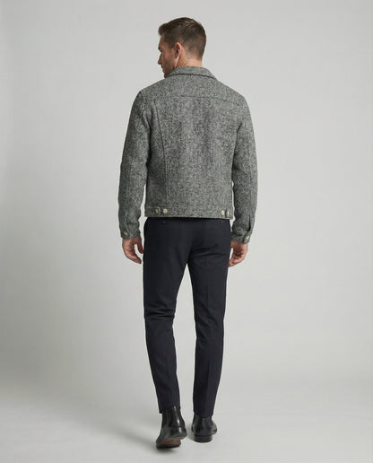Herren Blouson Kurz Bouclé Lederjacke Mit Pattentaschen