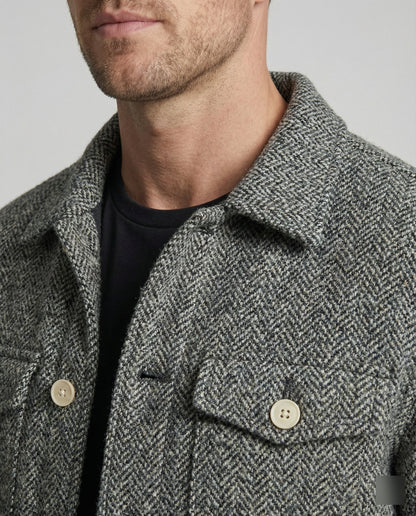 Herren Blouson Kurz Bouclé Lederjacke Mit Pattentaschen