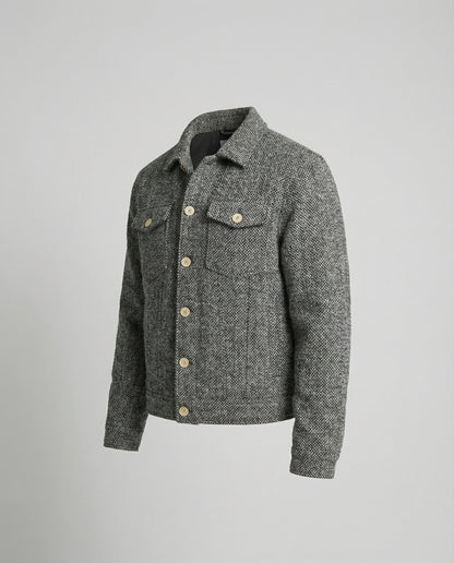 Herren Blouson Kurz Bouclé Lederjacke Mit Pattentaschen