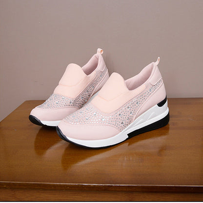 Damen Sneaker Sportlich Glitzernde Strasssteinchen