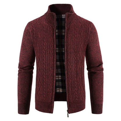 Herren Strickjacke Struktur Optik Hochkragen Modern