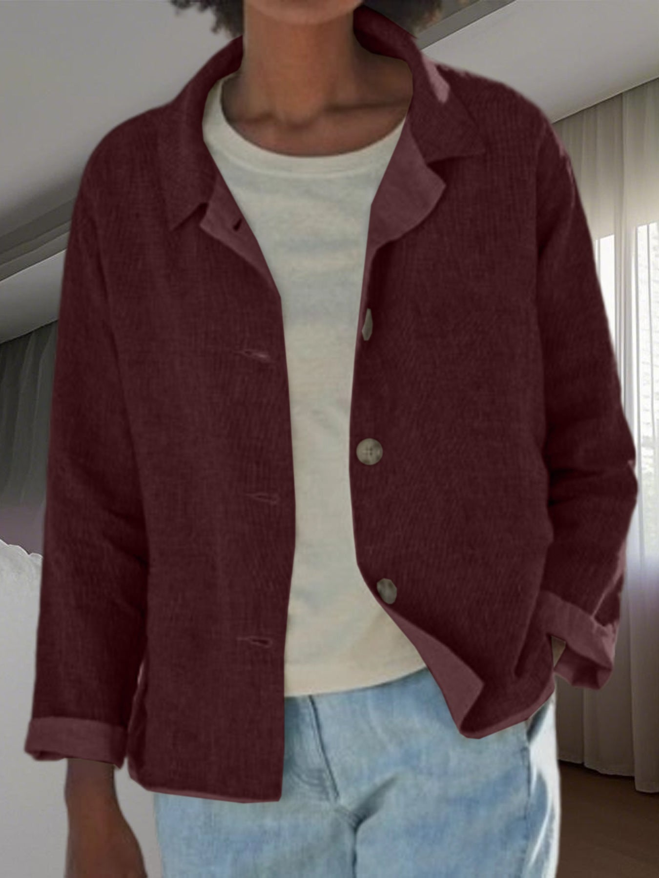 Damen Überwurfjacke Leicht Webmuster Modern